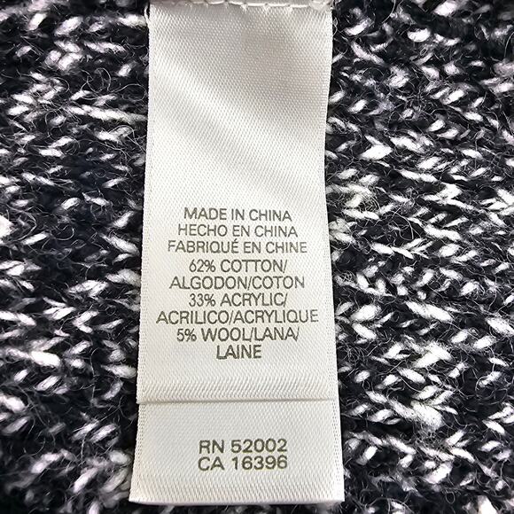 Liz Claiborne Woman size L Wool Blend Long sleeve Cable Knit Sweater Black White - Picture 7 of 8